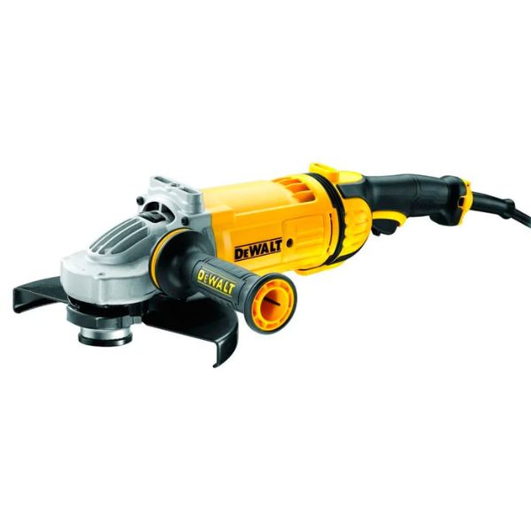 ESMERILHADEIRA DE 9” COM 2.400 W DE POTÊNCIA, SISTEMA DE EXPULSÃO DE P&Oacute; PATENTEADO DEWALT; INTERRUPTOR DE GATILHO COM TRAVA DE SEGURANÇA. IDEAL PARA CORTES, DESBASTES, REMOÇÕES EM METAIS, APLICAÇÕES EM ALVENARIA E CONCRETO.