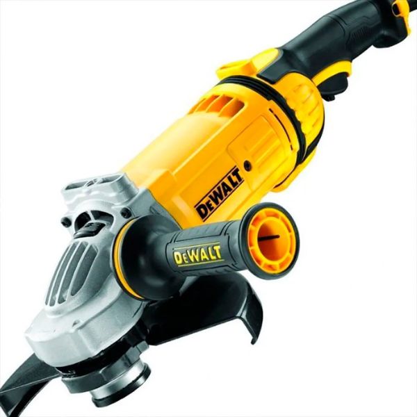 ESMERILHADEIRA DE 9” COM 2.400 W DE POTÊNCIA, SISTEMA DE EXPULSÃO DE P&Oacute; PATENTEADO DEWALT; INTERRUPTOR DE GATILHO COM TRAVA DE SEGURANÇA. IDEAL PARA CORTES, DESBASTES, REMOÇÕES EM METAIS, APLICAÇÕES EM ALVENARIA E CONCRETO.